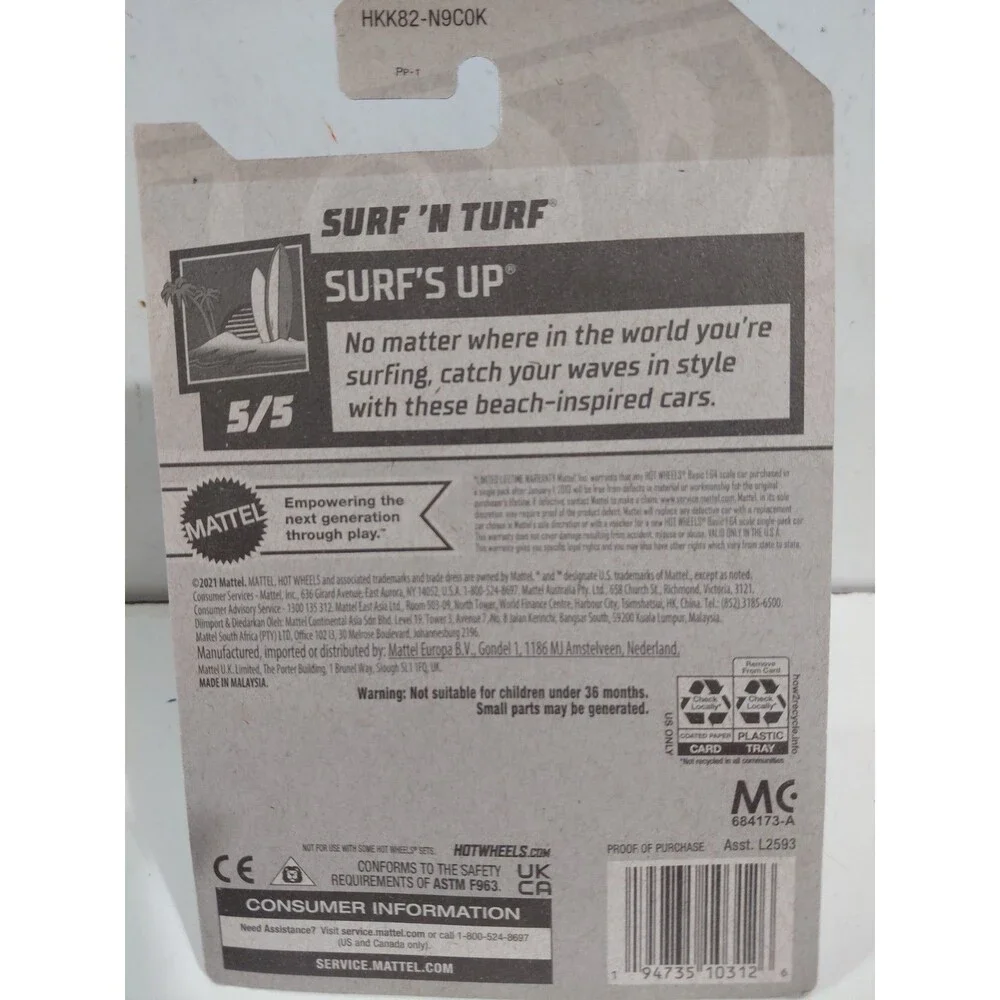 NIP Hot Wheels Surf's Up 1:64 Diecast Surf N Turf Malibu California Woody Wagon